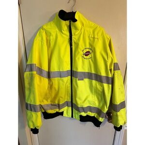 Charles River Apparel High Visibility ANSI Class 3 Bomber Jacket Men's XL Neon